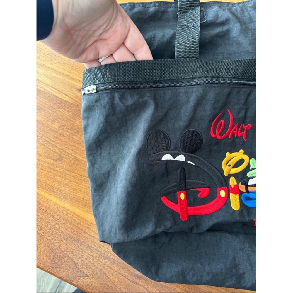 Walt Disney World Black Mickey Mouse 3 Compartment Nylon Tote Bag - Picture 3 of 6